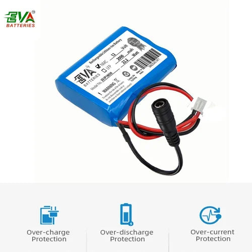 12V 2000mAh Rechargeable Lithium-Ion Battery | Compact Battery for Solar, Electronics & Devices
